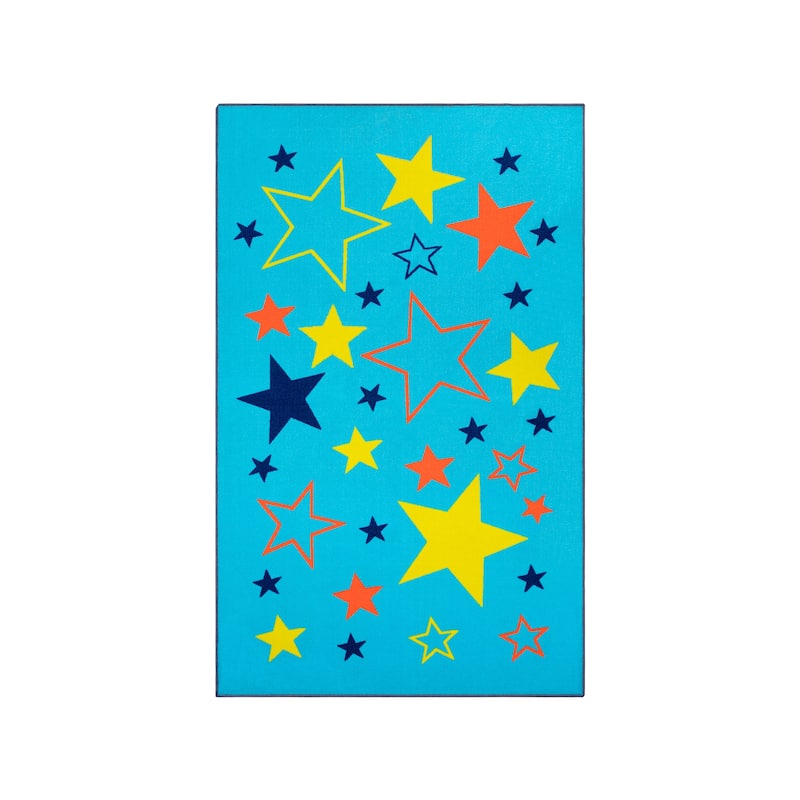 Superior All Star Non-Slip Kids Playroom Washable Indoor Area Rug - 2' x 3' - Blue