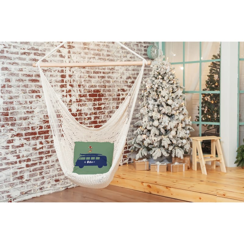 Christmas Surf Bird Indoor/Outdoor Beachy Christmas Throw Pillow
