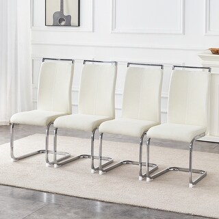 Modern Dining Chairs Set of 4 with Ergonomic Backrest and Metal Legs ...