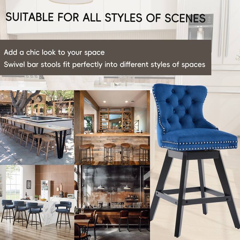 Swivel Velvet Leisure Style Bar stools Set of 8