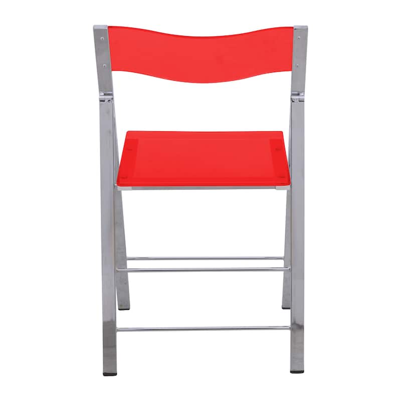 LeisureMod Menno Modern Acrylic Folding Chair - Red - 4 x 30 x 16.5
