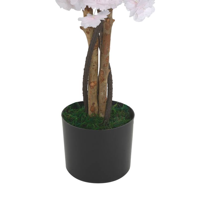 Roomfitters 43" Artificial Cherry Blossom Tree with Black Plastic Pot, Indoor Decorative Faux Plant