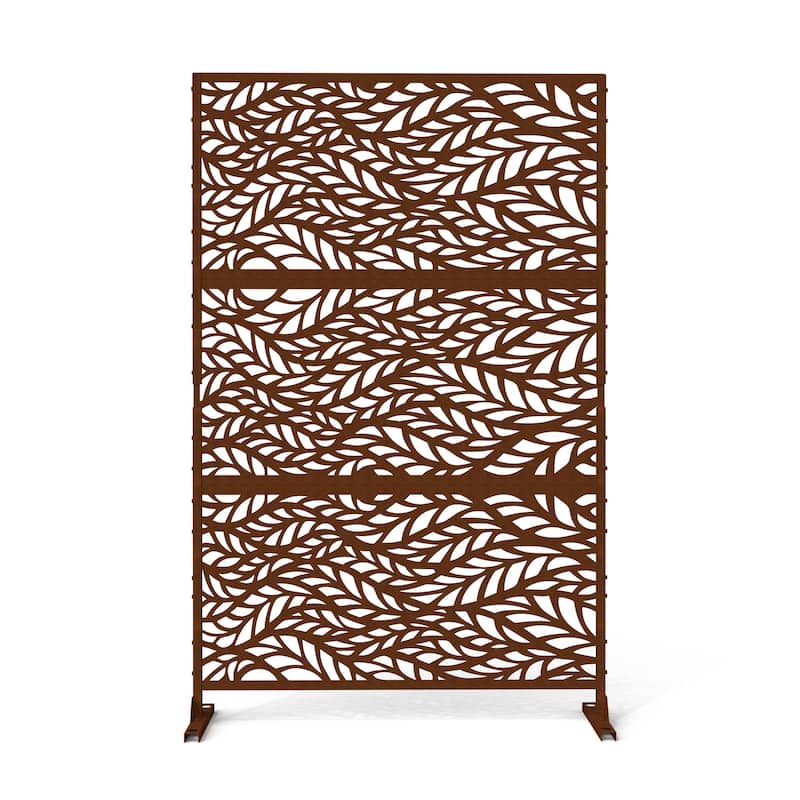 Outdoor Privacy Screen with Stand for Patio Garden Metal Fence