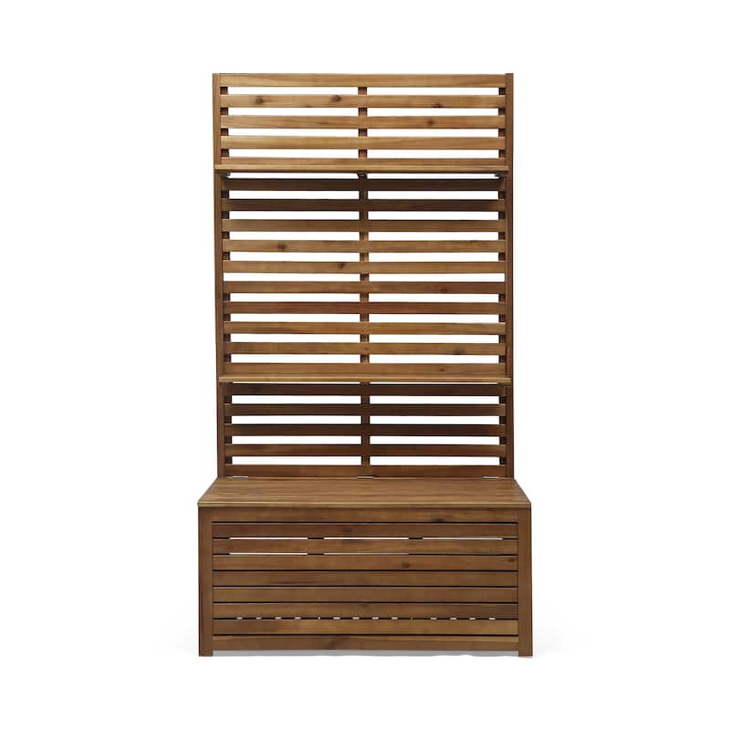 Storage bench with rack