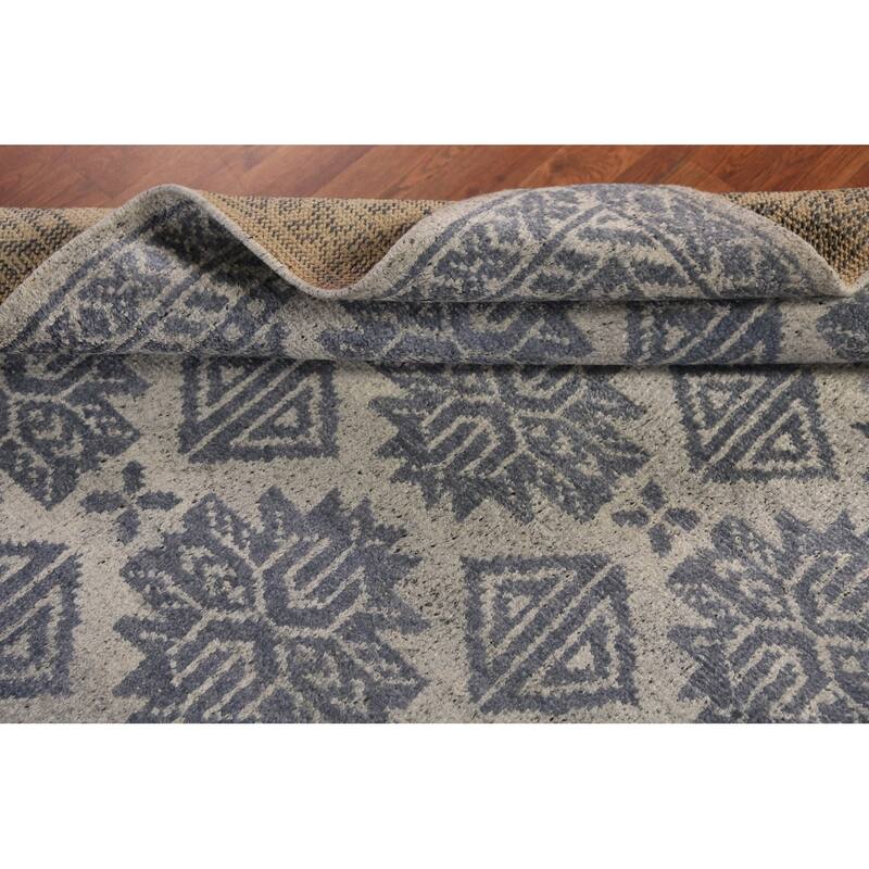 Modern Geometric Moroccan Indian Area Rug Hand-Knotted Wool Carpet - 4'11" x 7'11"