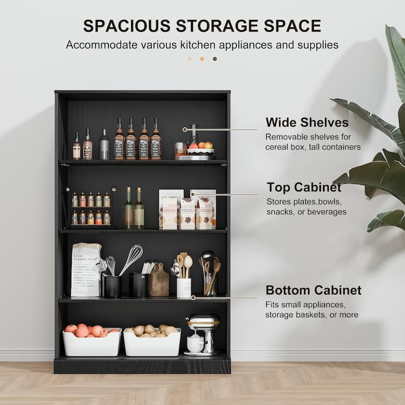 Doorless Wood Bookshelf Storage Cabinet Bookcase&Office Cabinet for Kitchen Bedroom Entryway Living Room Dinning Room