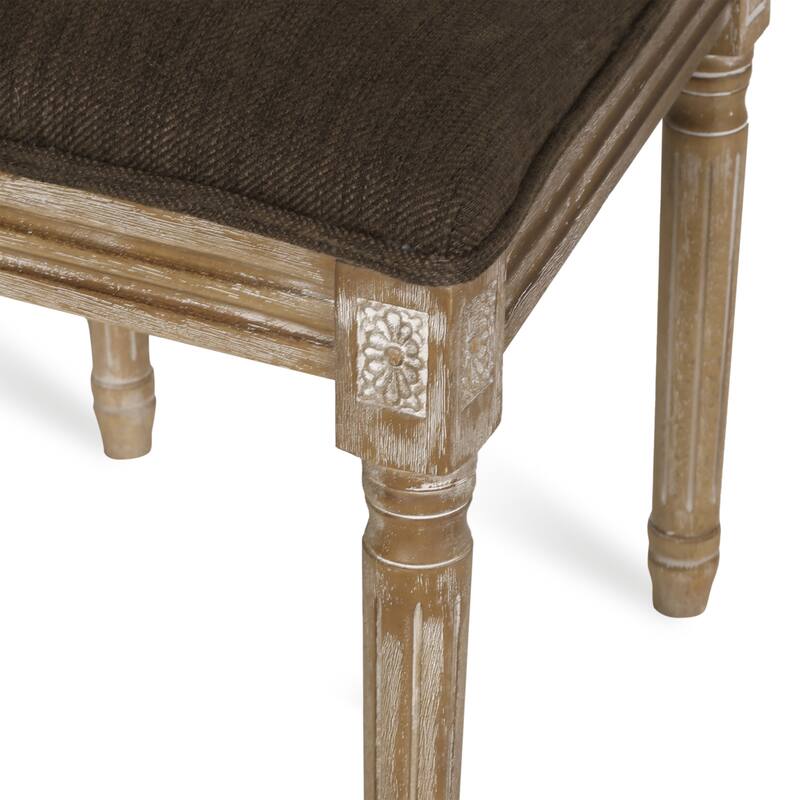 French Country Style Dining Chairs Set of 2 with Rectangular Cane Back Smooth Upholstered Padding