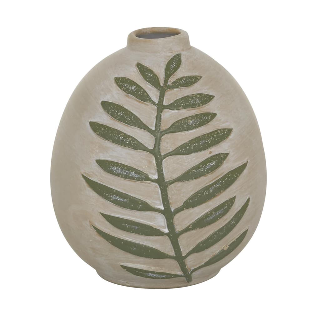Ceramic Leaf Vase - Beige - Roche River Decor