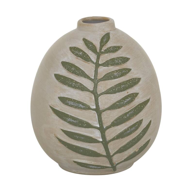 Ceramic Leaf Vase - Beige - Roche River Decor