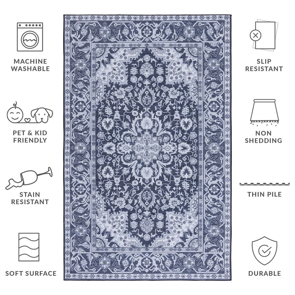 SAFAVIEH Tucson Machine Washable Slip Resistant Emmie Traditional Rug