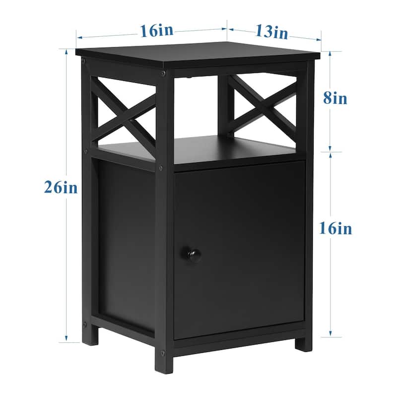 Taomika Industrial 3-pieces Bed with Wood Headboard and Nightstand Set