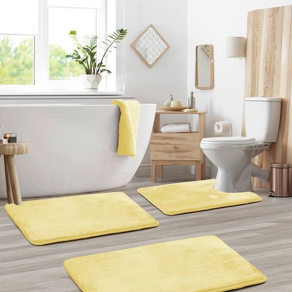Shop Non Slip Memory Foam Bath Rug 3 Pack Set Small Large Contour Rug Overstock 27190216