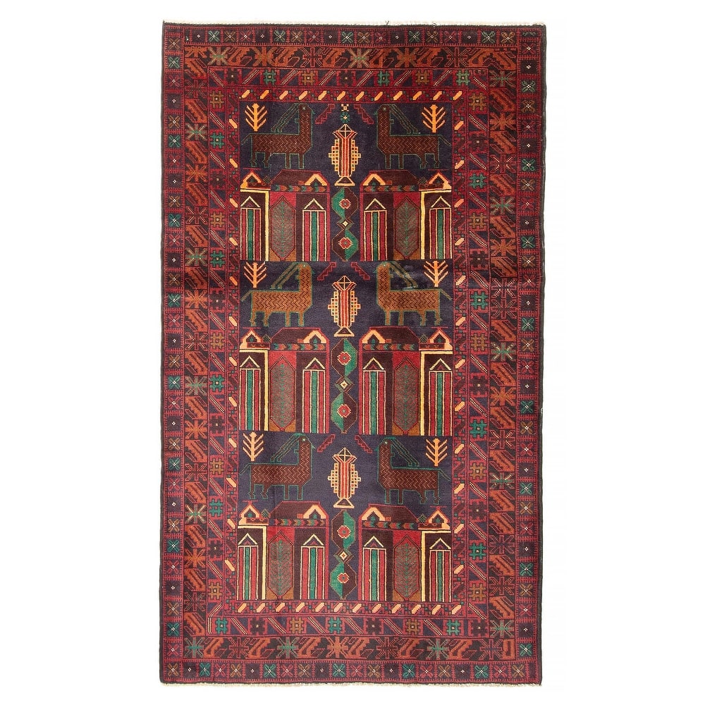 ECARPETGALLERY Hand-knotted Teimani Navy Wool Rug - 3'9 x 6'8