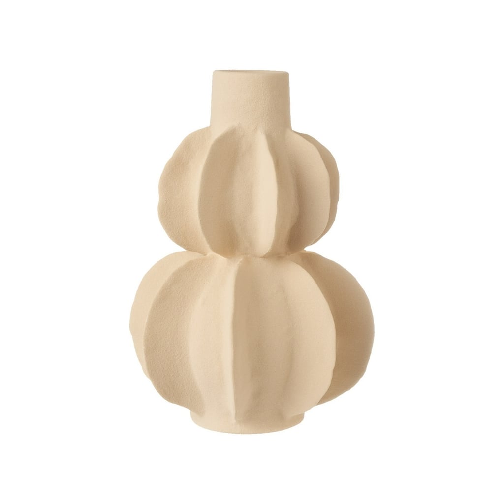 Sculptural Fin Ceramic Vase with Flat Base - 11" - Beige