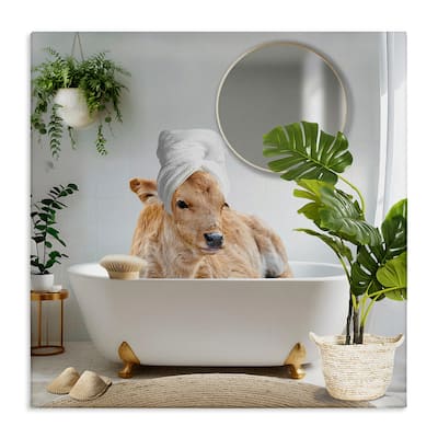 Stupell Pampered Cow in Bath Canvas Wall Art Design By CAD Designs