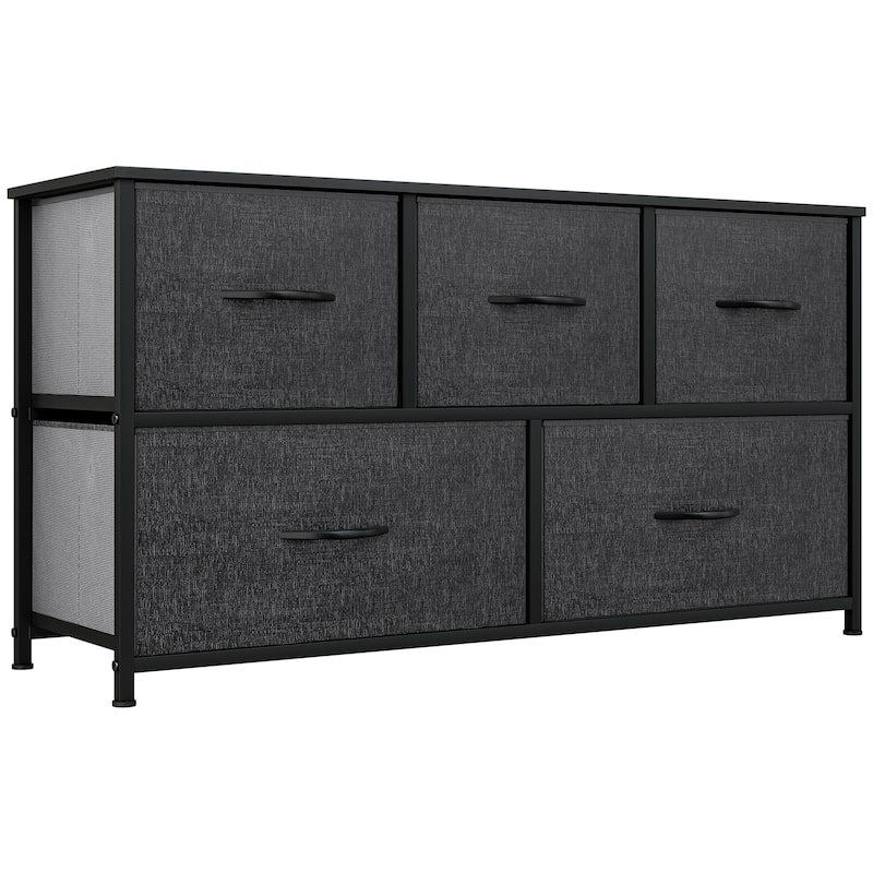 5-drawers Storage Horizontal Bedroom Dresser, Child Dresser with Wood Tabletop