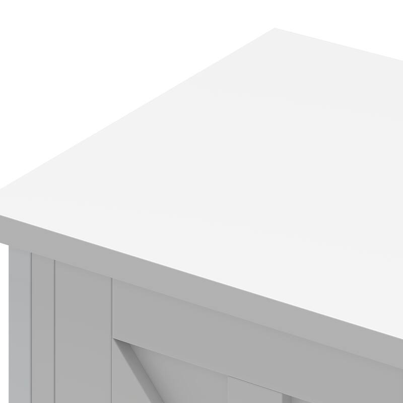 Moasis Farmhouse TV Stand with LED & Charging, Storage Cabinet and Shelves for TVs up to 70", Black