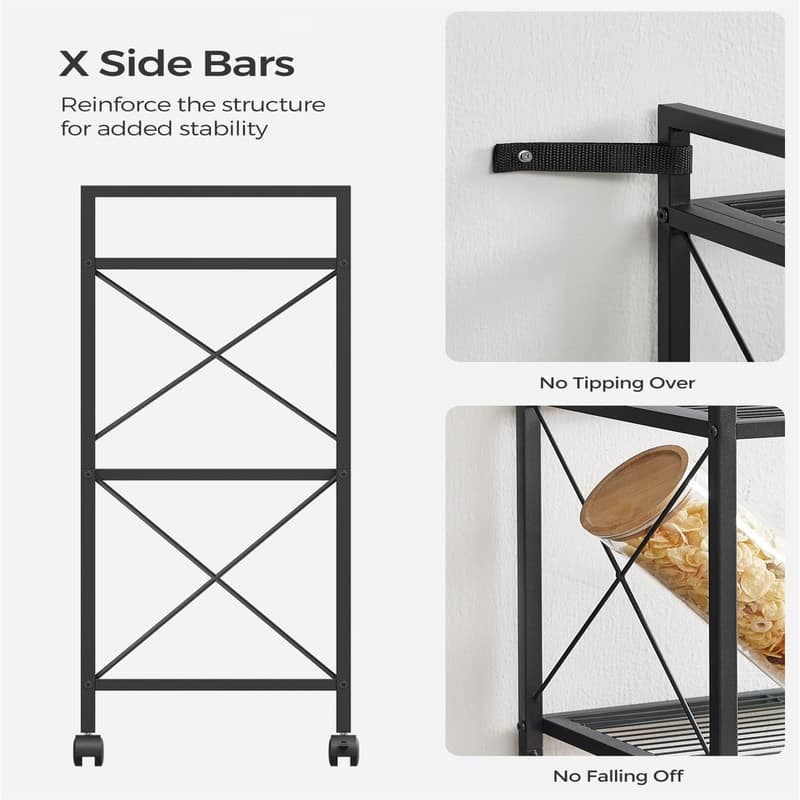 3-Tier Metal Storage Rack with Wheels