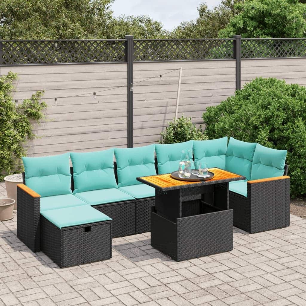 vidaXL Patio Sofa Set with Cushions Outdoor Furniture 8 Piece Poly Rattan