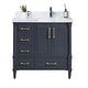 preview thumbnail 71 of 79, Willow Collections 36 in x 22 Aberdeen Freestanding Bathroom Vanity with Right Offset Bowl Sink and Countertop Straight Edge Carrara M - Hale Navy Blue