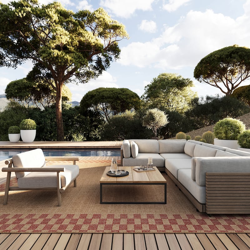 Nuloom Prisellae Bordered Checkered Indoor/Outdoor Area Rug