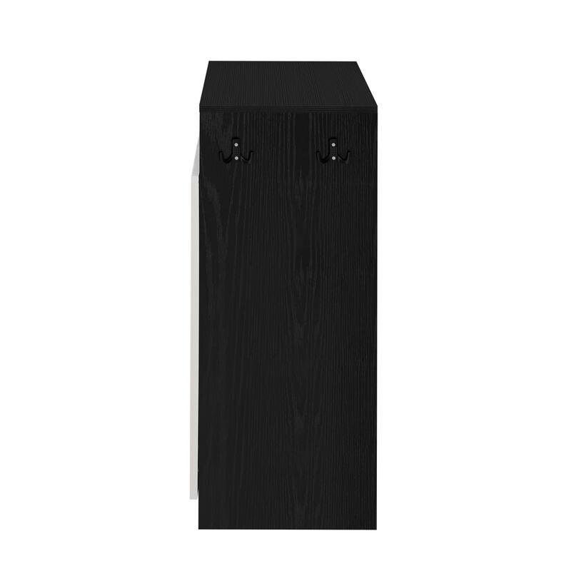 Storage Cabinet w/ Shoe Bench, 3-Tier Adjustable Shelves, 4 Open Shoe Racks & Removeble Cushion