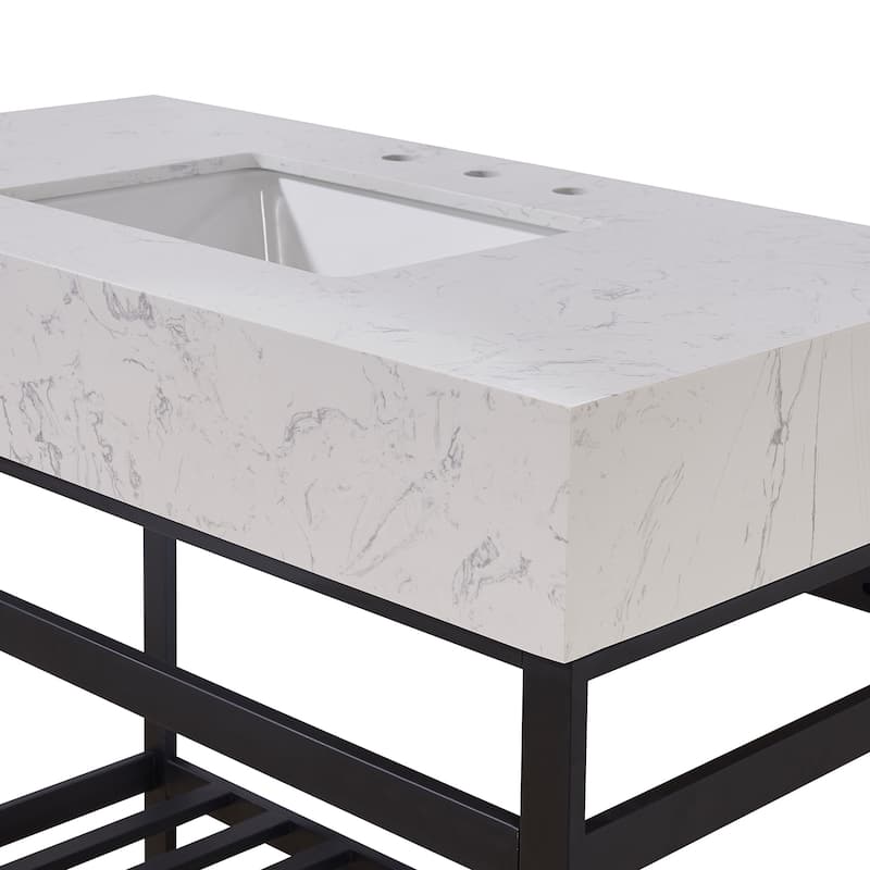 Altair Merano Bathroom Vanity Countertop in Aosta White Apron Finish Without Vanity