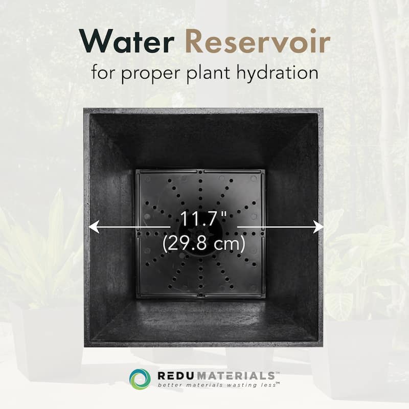 Tierra Verde 2 Pack Indoor Outdoor 13 Inch Self Watering Planters, Sonata, Black - 14