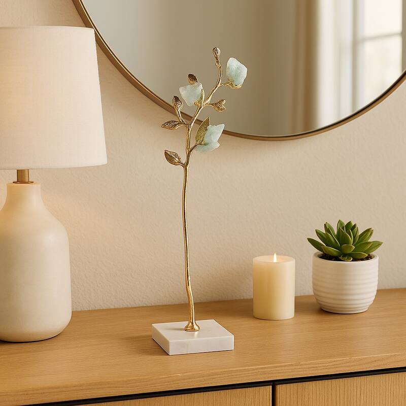 Metal Tree Sculpture on Marble Base Charming Living Room, Office, Home Decor