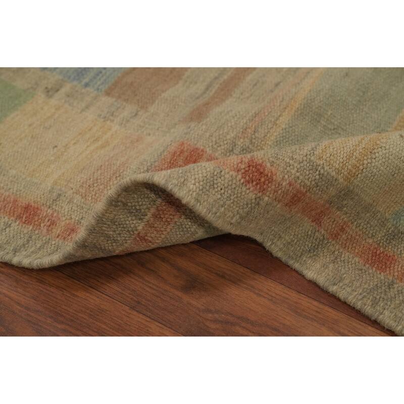 Hand Woven Oriental 100% Wool Carpet Southwestern Tribal Multi-Colored Kilim Area Rug - 9' 1'' X 5' 9''