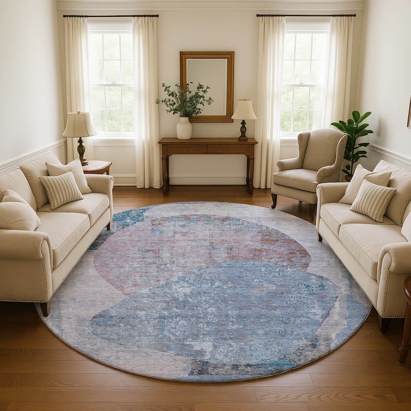 Premium Washable Super Soft Abstract Modern Mayfield Rug - Blue - 8' x 8'