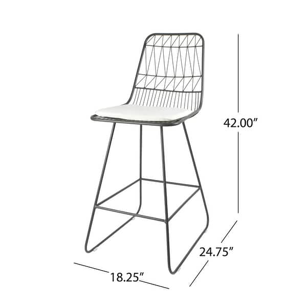 dimension image slide 2 of 4, Niez Outdoor Wire Counter Stools (Set of 4) by Christopher Knight Home - N/A