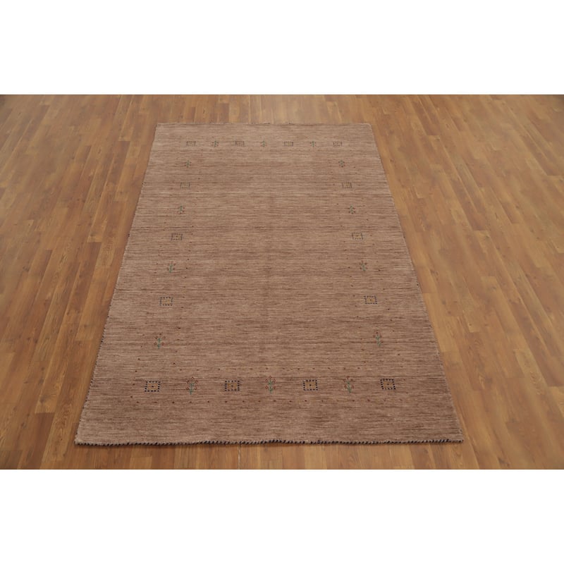 Hand Knotted Oriental 100% Wool Carpet Tribal Tribal Brown Gabbeh Area Rug - 7' 8'' X 5' 0''