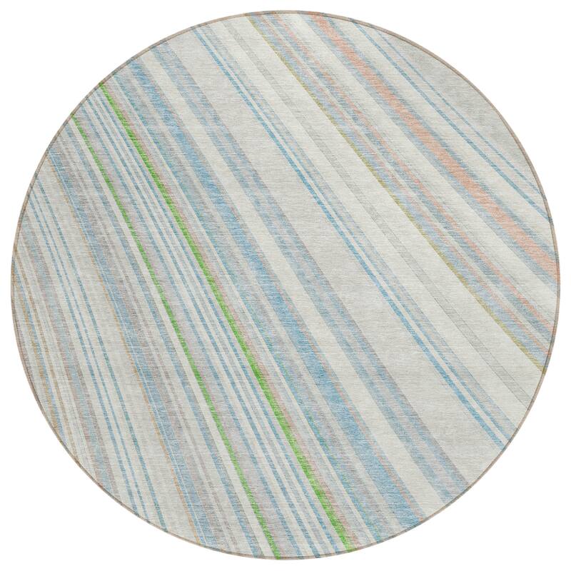Machine Washable Indoor/ Outdoor Stripe Wave Chantille Rug