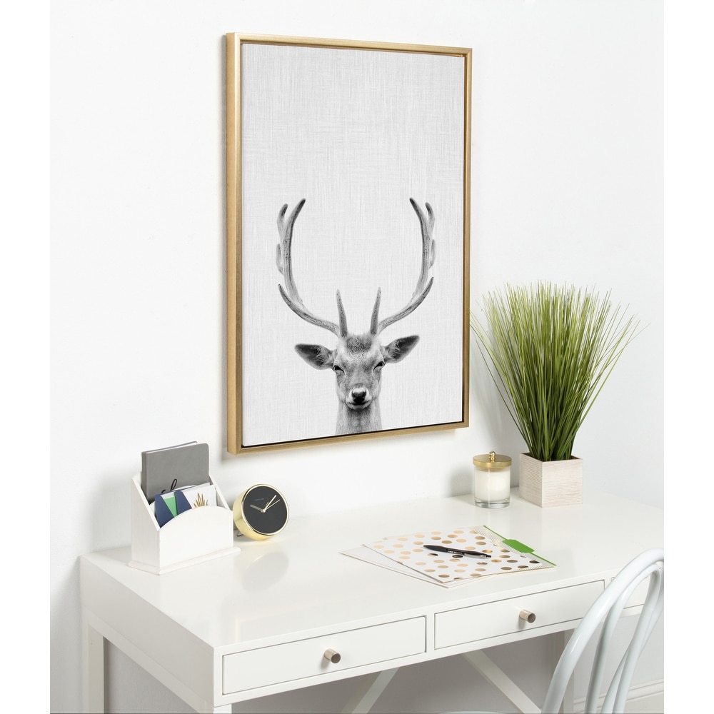 Kate and Laurel Sylvie Deer Portrait Framed Canvas by Simon Te Tai