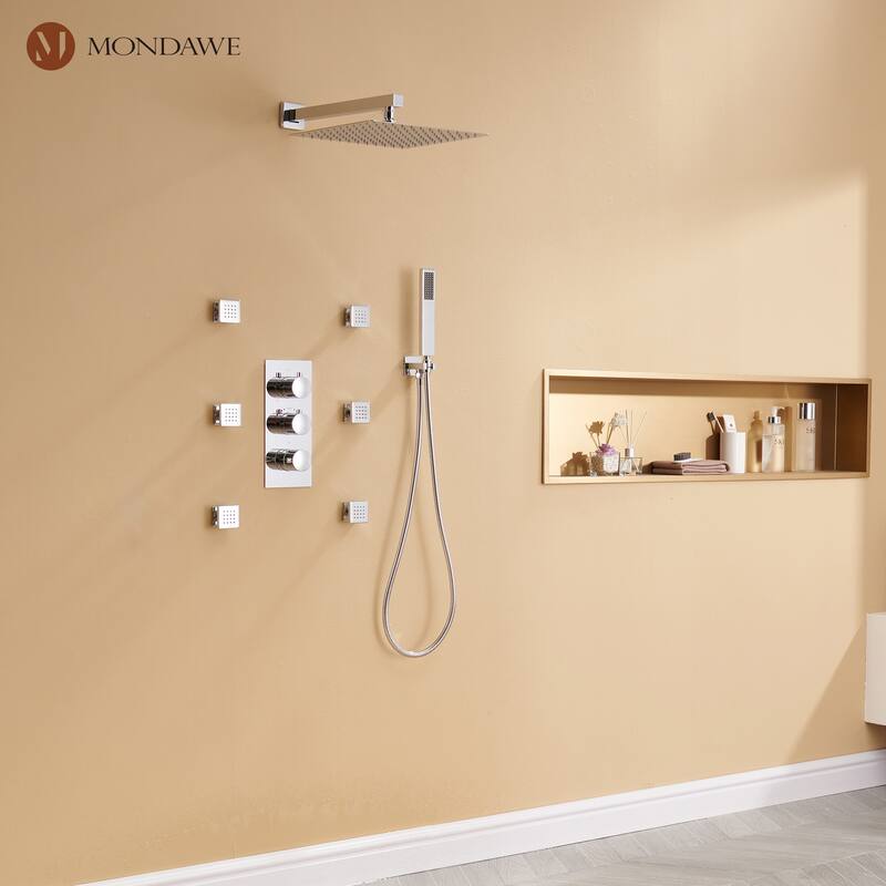 3 Functions Wall Mount Thermostatic Shower Faucet - Chrome