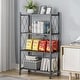 preview thumbnail 2 of 7, 4-Tier Foldable Storage Shelving Unit, Heavy Duty Metal Shelf, Kitchen Shelf with 3 Hooks