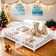 preview thumbnail 1 of 21, Full Size Wooden Floor Platform Bed with Fence,Door,Support Slats for Toddlers White