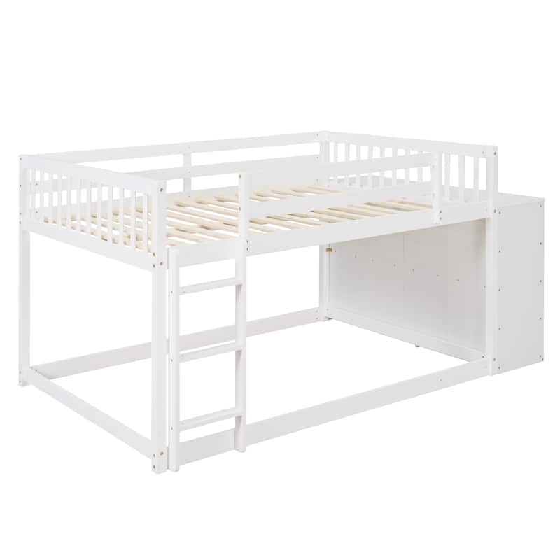 Full over Full Bunk Bed with 4 Drawers and 3 Shelves