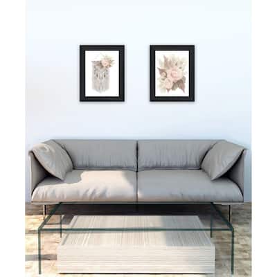 Trendy Decor 4U "Bohemian Macrame & Floral Arrangement" Printed Framed Wall Art by House Fenway