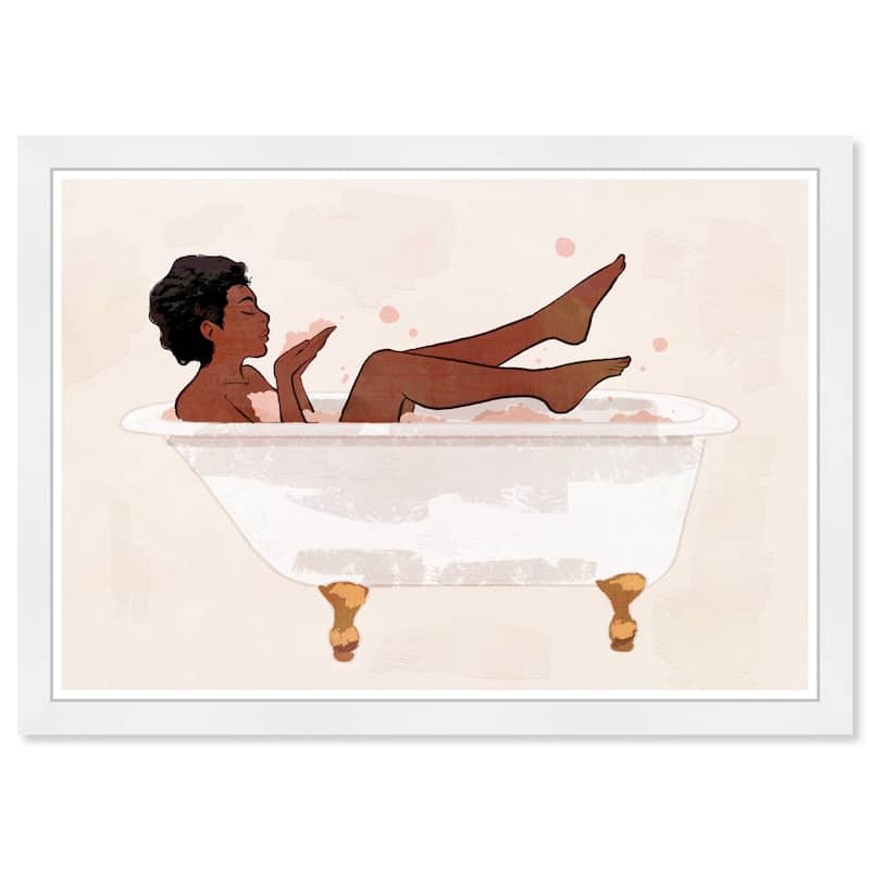 Wynwood Studio 'Bath Time' Fashion and Glam Wall Art Framed Print Lifestyle - White, Brown