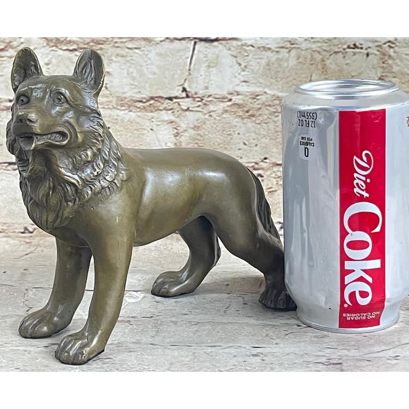 German Shepherd Puppy Imitative Dog Bronze Figurine Figure Sculpture Collectible 6 Inches X 9 Inches
