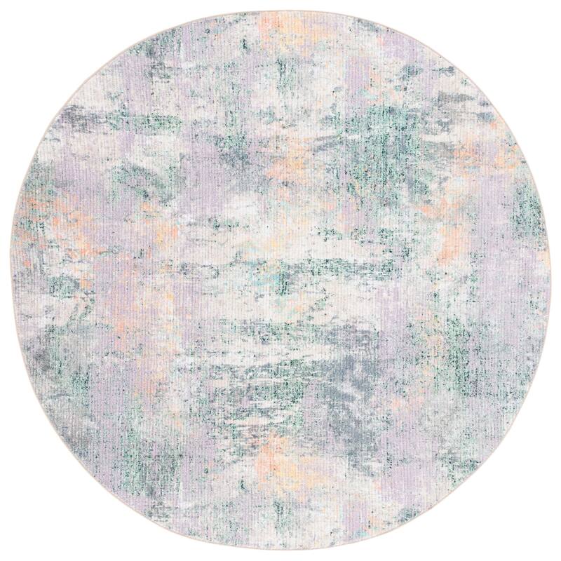 SAFAVIEH Sequoia Machine Washable Slip Resistant Cordella Rug - 6'7" Round - Green/Purple