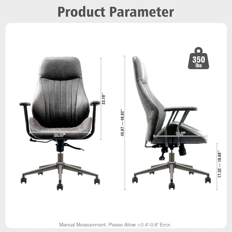 OVIOS Suede Fabric Ergonomic Office Chair High Back Lumbar Support