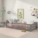 Twin/Full/Queen size Floor Platform Bed with Fence and Door for Kids, Toddlers - Grey - Twin