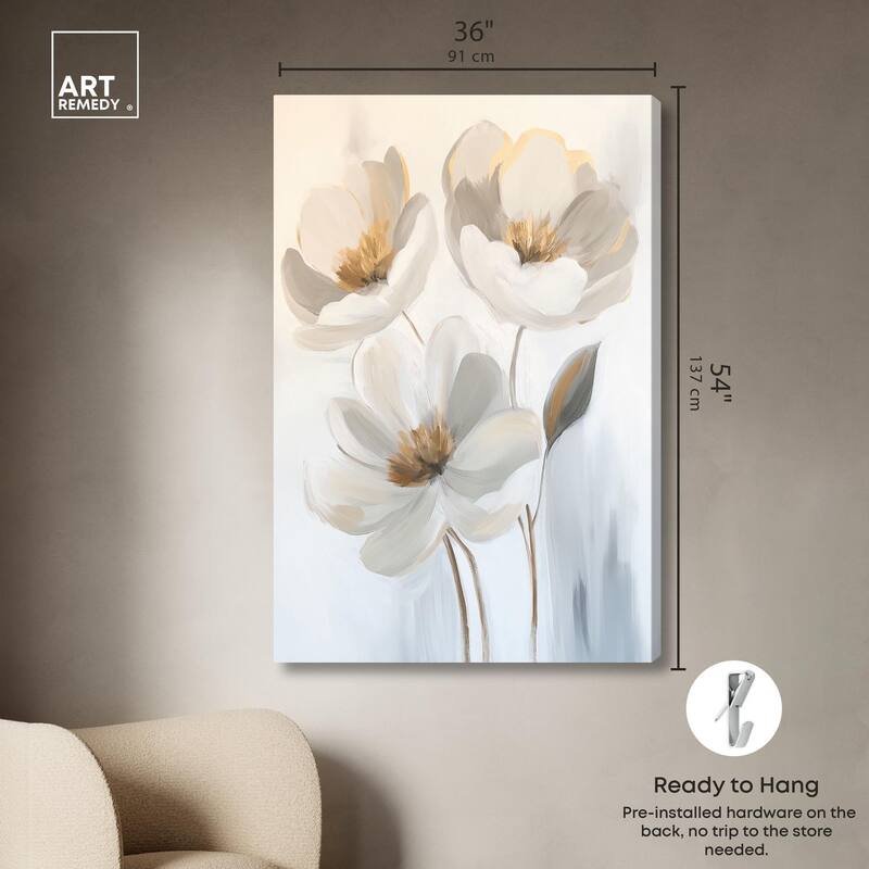 Silvered Flora I Canvas by Art Remedy, Gallery Wrapped