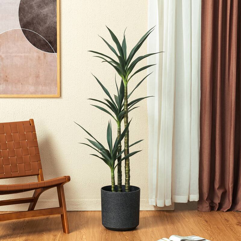 Glitzhome 4.25ft. Artificial Dracaena Faux Tequila Plants in Pot - 20.00"W X 18.00"D X51.25"H