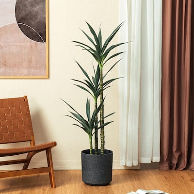 Glitzhome 4.25ft. Artificial Dracaena Faux Tequila Plants in Pot - 20.00"W X 18.00"D X51.25"H
