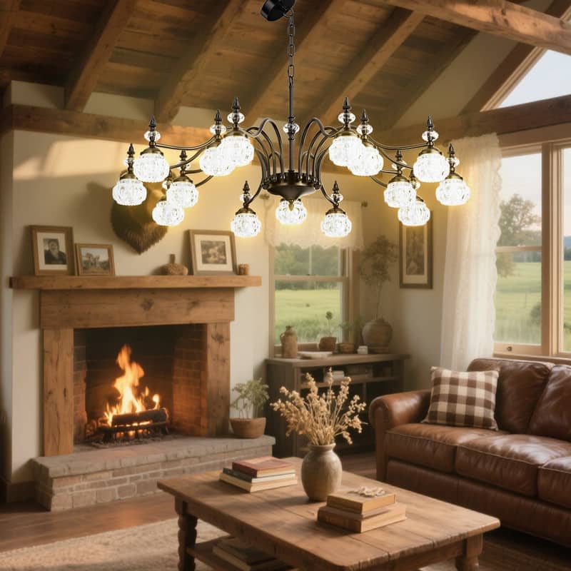 Vintage Chandeliers for Dining Room, Black Crystal Chandelier