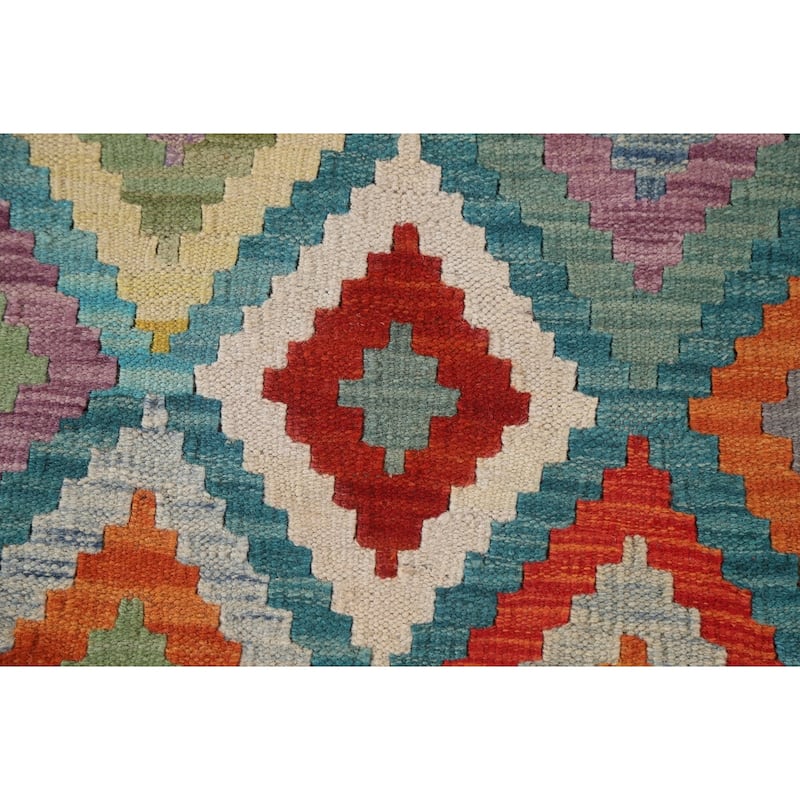 Multicolor Kilim Accent Oriental Area Rug Hand-Woven Wool Carpet - 3'4"x 4'10"